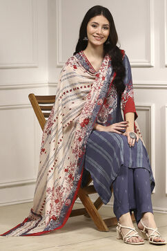 Blue Viscose Rayon Straight Printed Suit Set image number 0