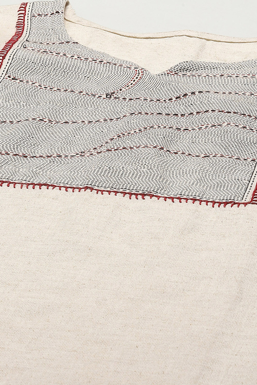 White Cotton Unstitched Suit set image number 2