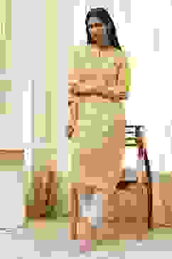 Yellow Cotton Printed Straight Kurta image number 0