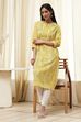 Yellow Cotton Printed Straight Kurta image number 0