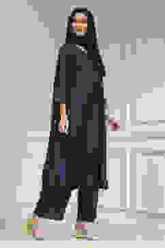 Blue Solid Gathered Suit Set image number 5