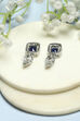 Navy and White Silver-Plated CZ Studded Danglers image number 2