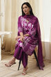 Berry Purple Cotton Straight Suit Set