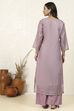 Lavender Linen Blend Hand Embroidered Unstitched Suit Set image number 5