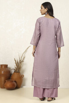 Lavender Linen Blend Hand Embroidered Unstitched Suit Set image number 5