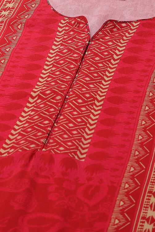 Red Printed Straight Kurta image number 1