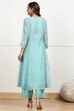 Powder Blue Silk Chanderi Embroidered Kalidar Suit Set image number 4