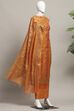 Rust Cotton Printed Embroidered Unstitched Suit Set image number 4