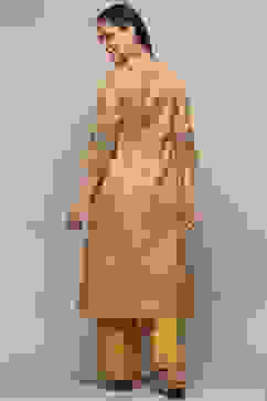 Mustard Tissue Gathered Suit set image number 4