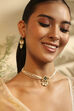 White & Green Gold Plated Brass Beaded Jewellry Set image number 1