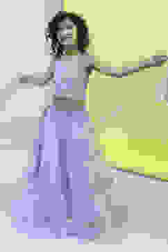 Lilac Embroidered Flared Lehenga Set image number 0