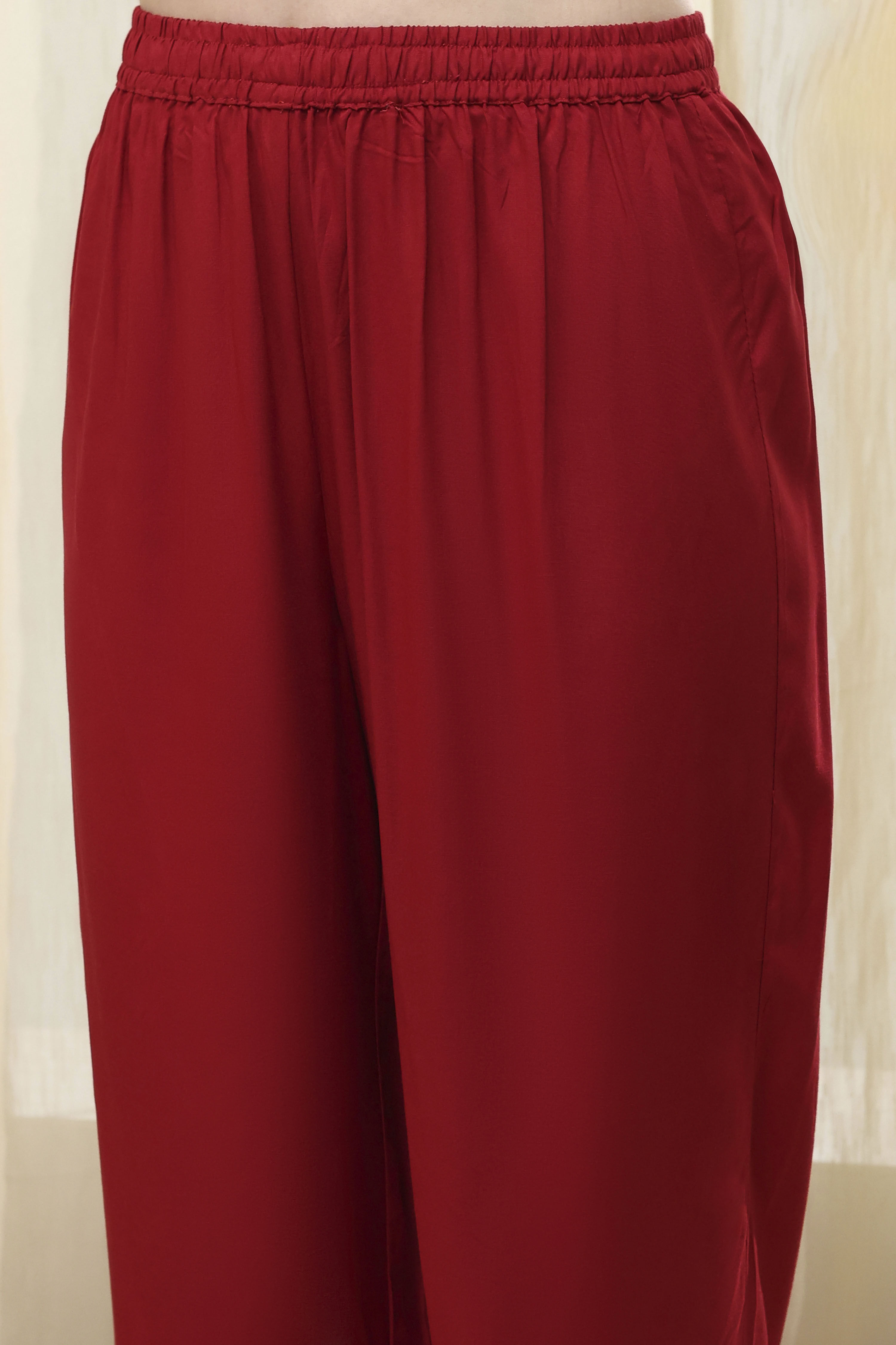 Red Printed Angrakha Style Anarkali Suit Set image number 2