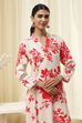 Red and Off-White Floral Printed Straight Kurta image number 1