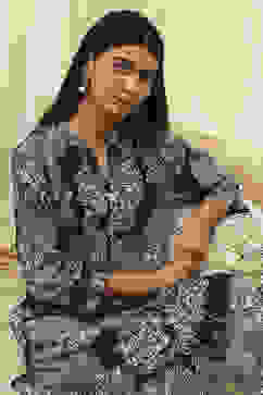 Charcoal Floral Printed Straight Kurta image number 0