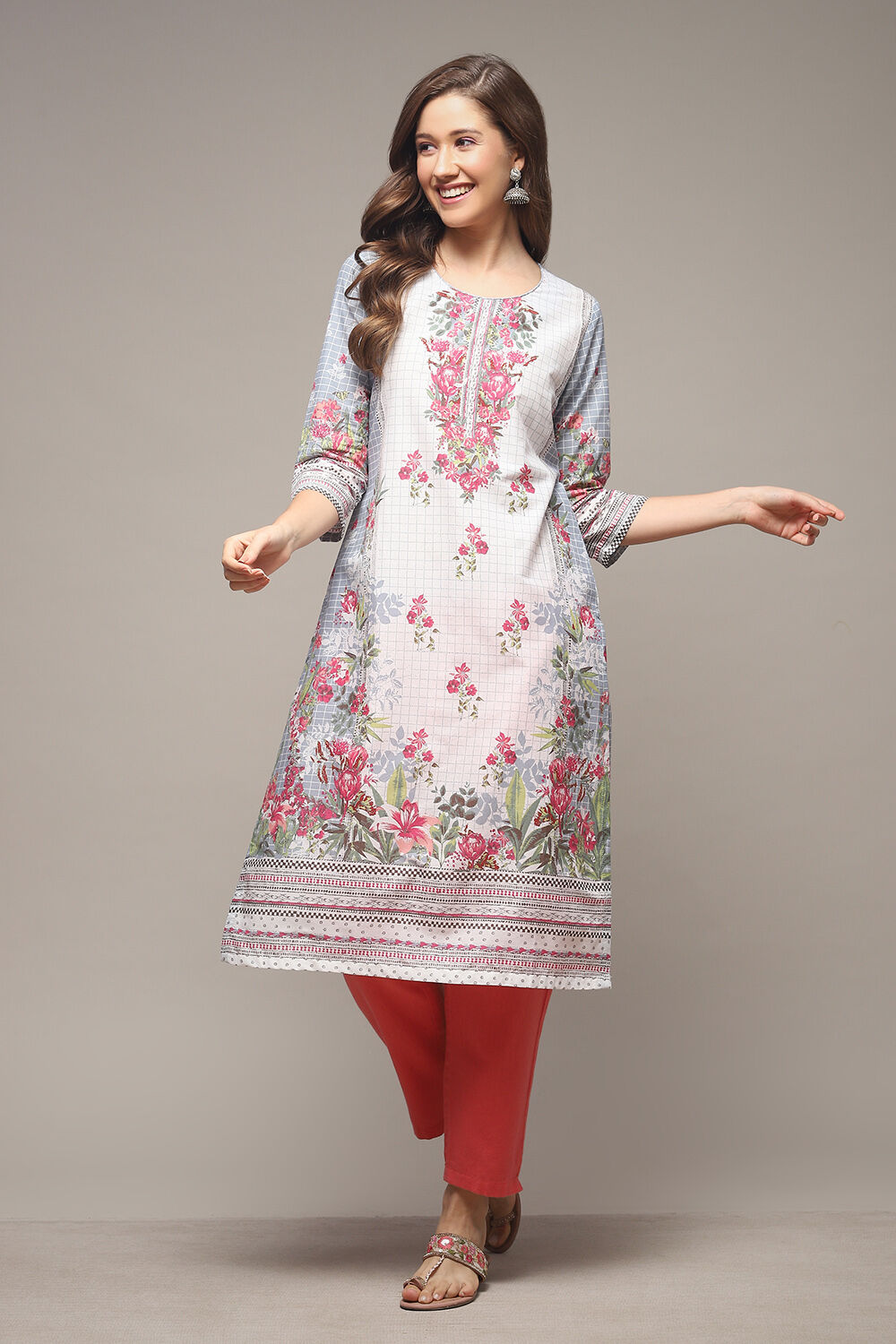 Sky Blue LIVA Straight Printed Kurta image number 0