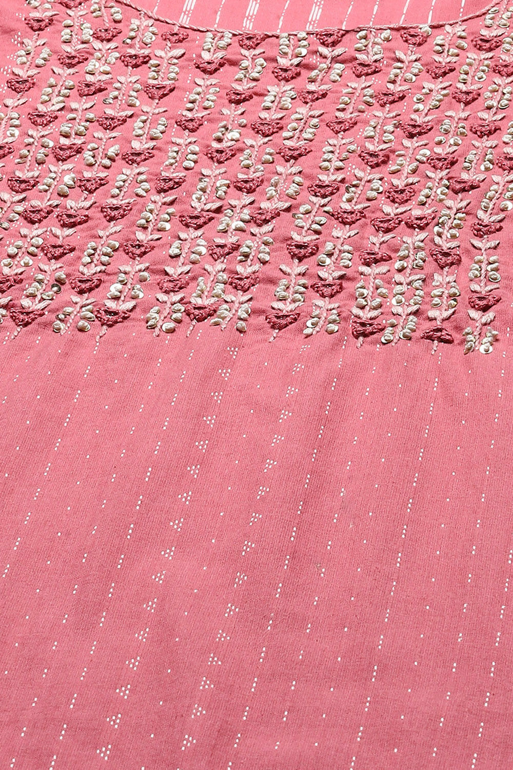 Peach-Colored Cotton Embroidered Unstitched Suit set image number 2