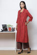 Terracotta Straight Cotton Fusion Wear 3 Piece Set image number 4