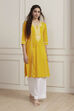 Yellow Cotton Solid Straight Kurta image number 5