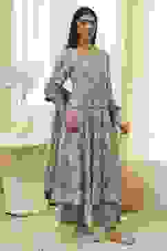 Green Cotton Printed Anarkali Suit Set image number 5