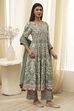 Green Cotton Printed Anarkali Suit Set image number 5