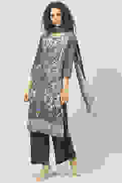 Blue LIVA Straight Kurta Palazzo Suit Set image number 5