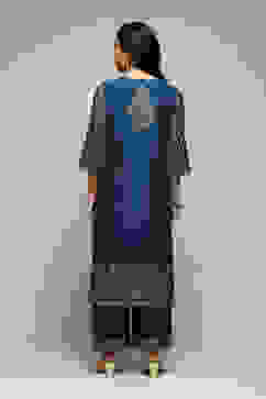 Teal Poly Viscose Straight Kurta Salwar Pant Suit Set image number 4