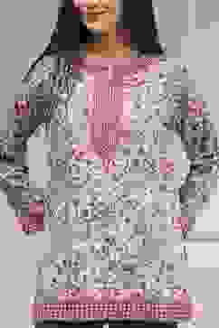 Beige Polyester Straight Printed Top image number 1