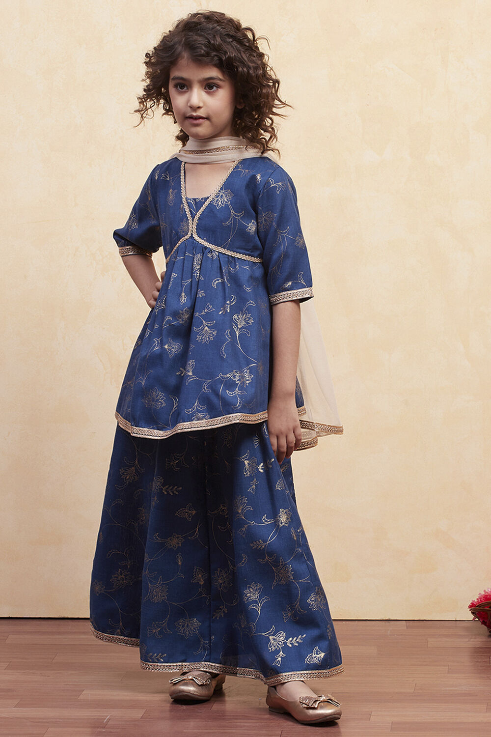 Blush Pink Printed Peplum Lehenga Set image number 3