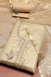 Gold Cotton Hand Embroidered Unstitched Suit Set image number 0
