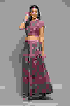 Coffee Brown Poly Dupion Printed 2 Piece Set image number 2