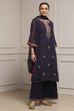 Purple Viscose Straight Suit Set image number 5