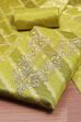 Botle Green Tissue Chanderi Embroidered Unstitched Suit Set image number 1