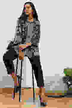 Black Cotton Blend Narrow Pant image number 0