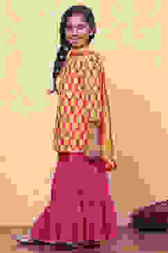 Pink and Yellow Cotton Printed Straight Suit Set image number 3