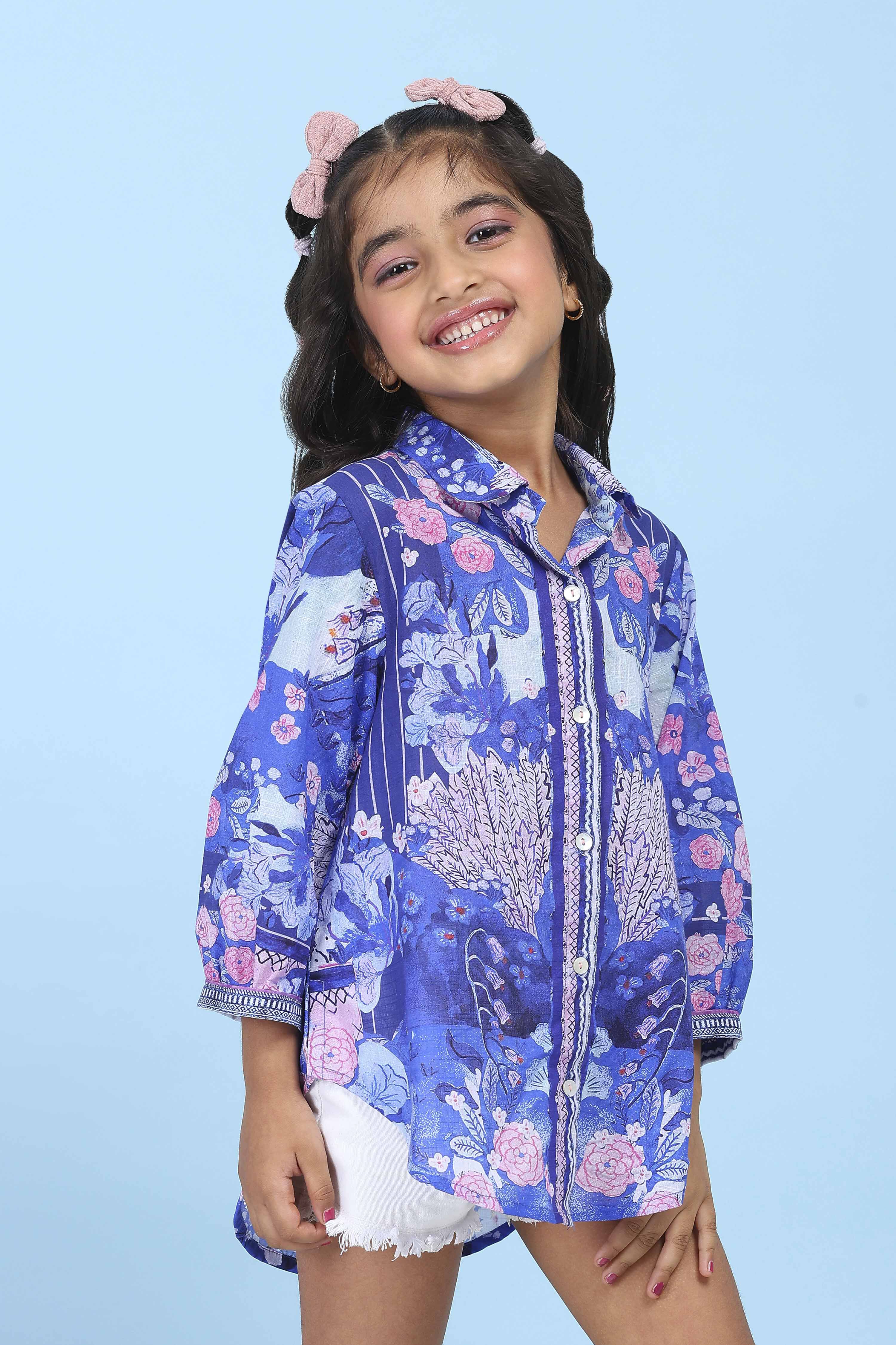 Blue Cotton Printed Shirt image number 4