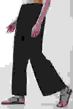 Black Viscose Rayon Straight Palazzos image number 2