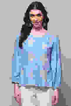 Powder Blue Rayon Straight Kurti image number 5