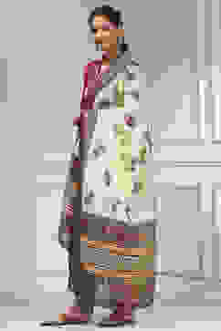 Maroon Cotton Modal Digital Print Unstitched Suit Set image number 4