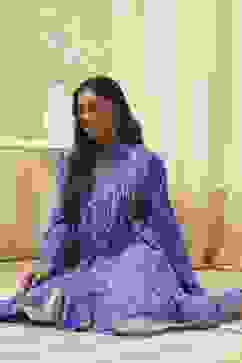 Blue Cotton Printed Shirt-Style Tiered Kurta image number 0