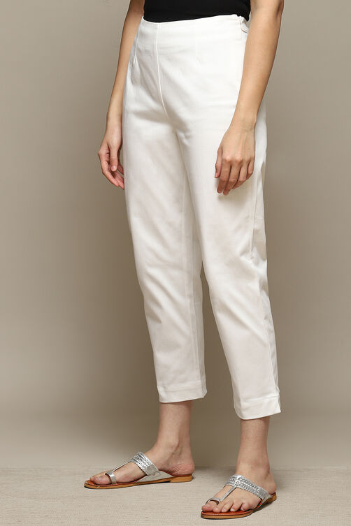 Beige Cotton Blend Slim Pant image number 2