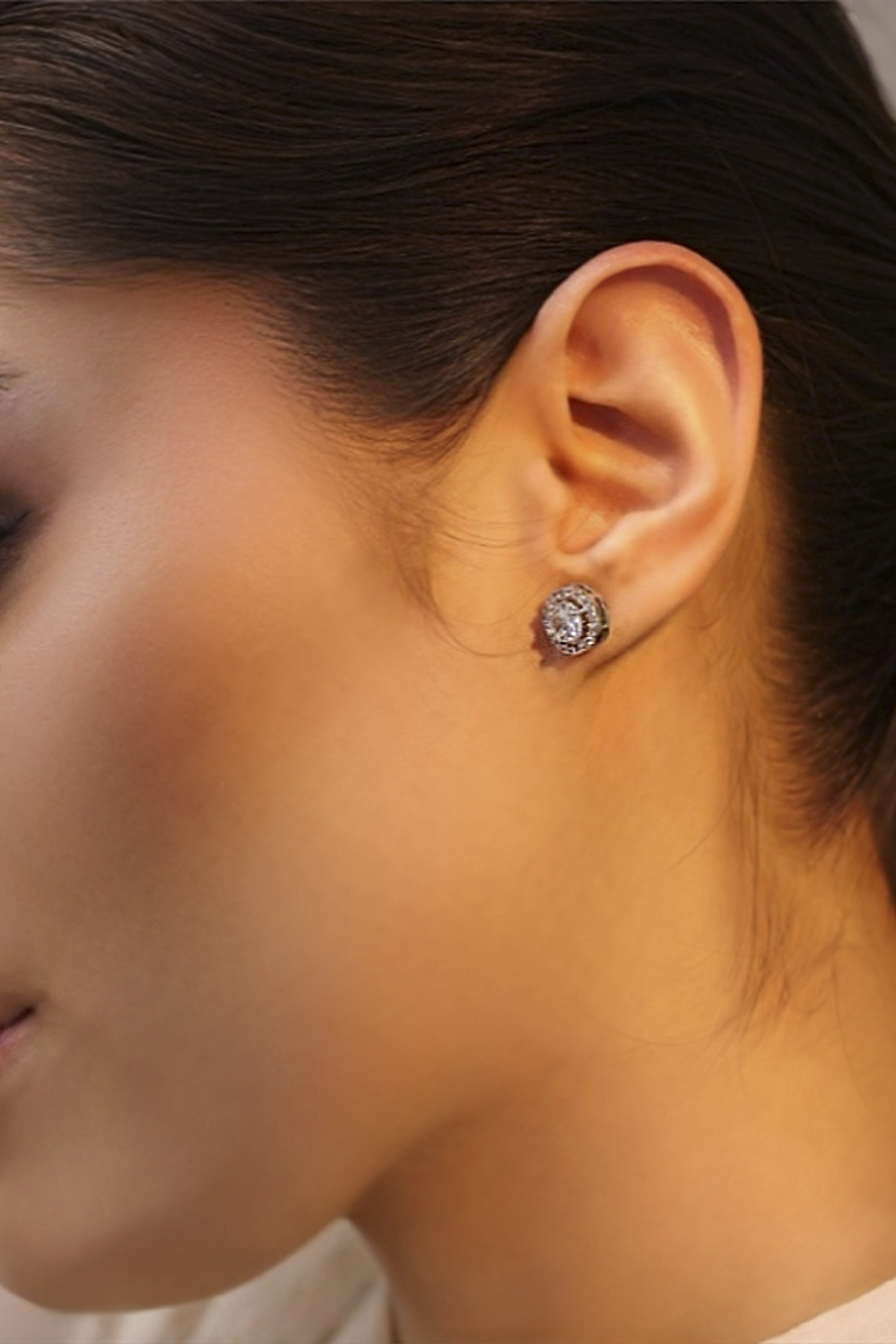 White Stone Embellished Earrings image number 1