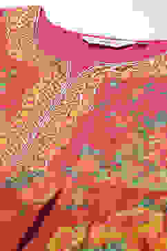 Red Cotton Flared Fusion Printed Dress image number 1