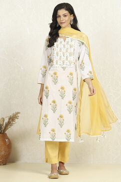 Yellow Cotton Unstitched Suit Set image number 1