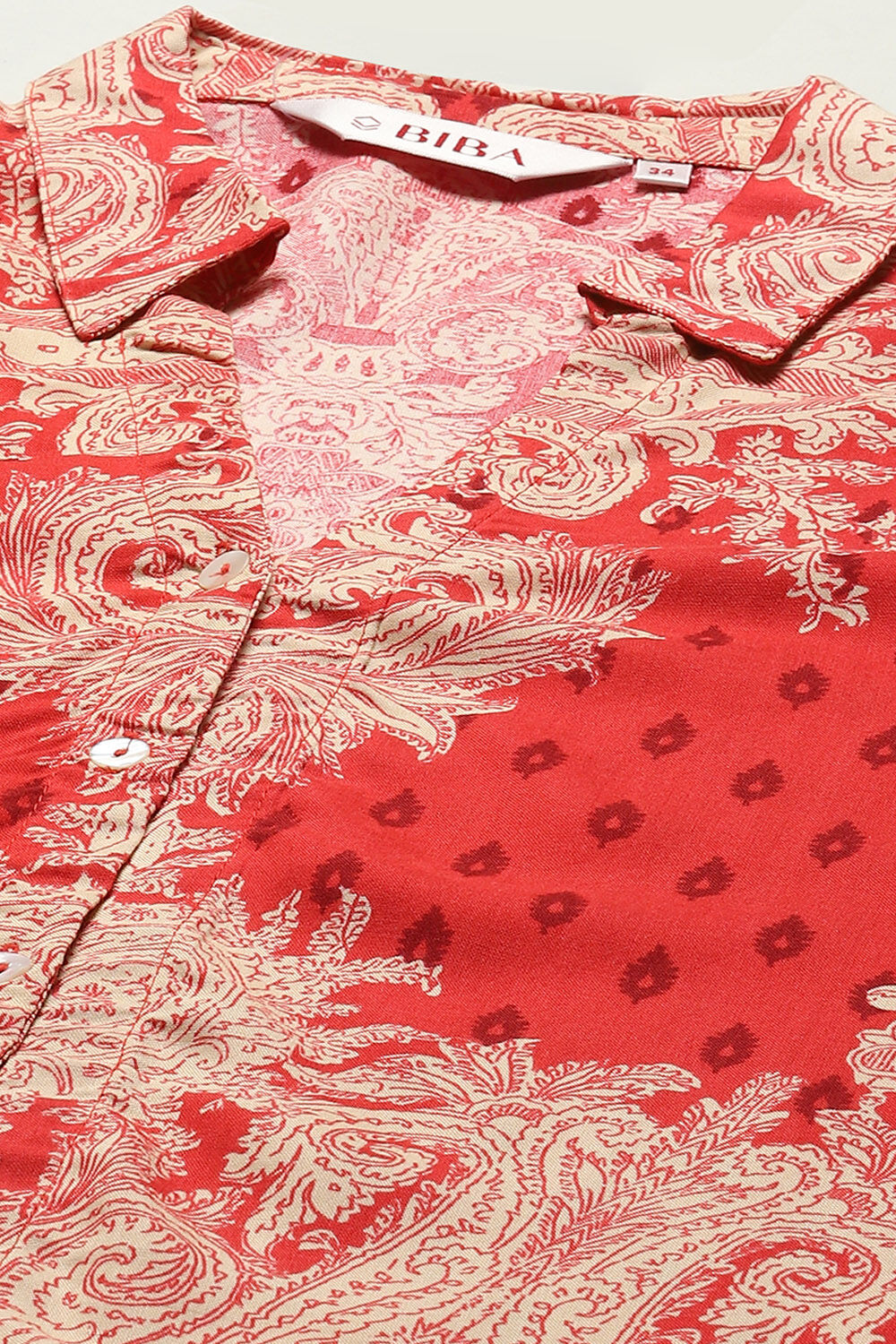 Red Rayon Straight Printed Shirt image number 1