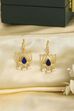 Navy Blue Gold Plated Brass Floral Drop Earrings image number 4