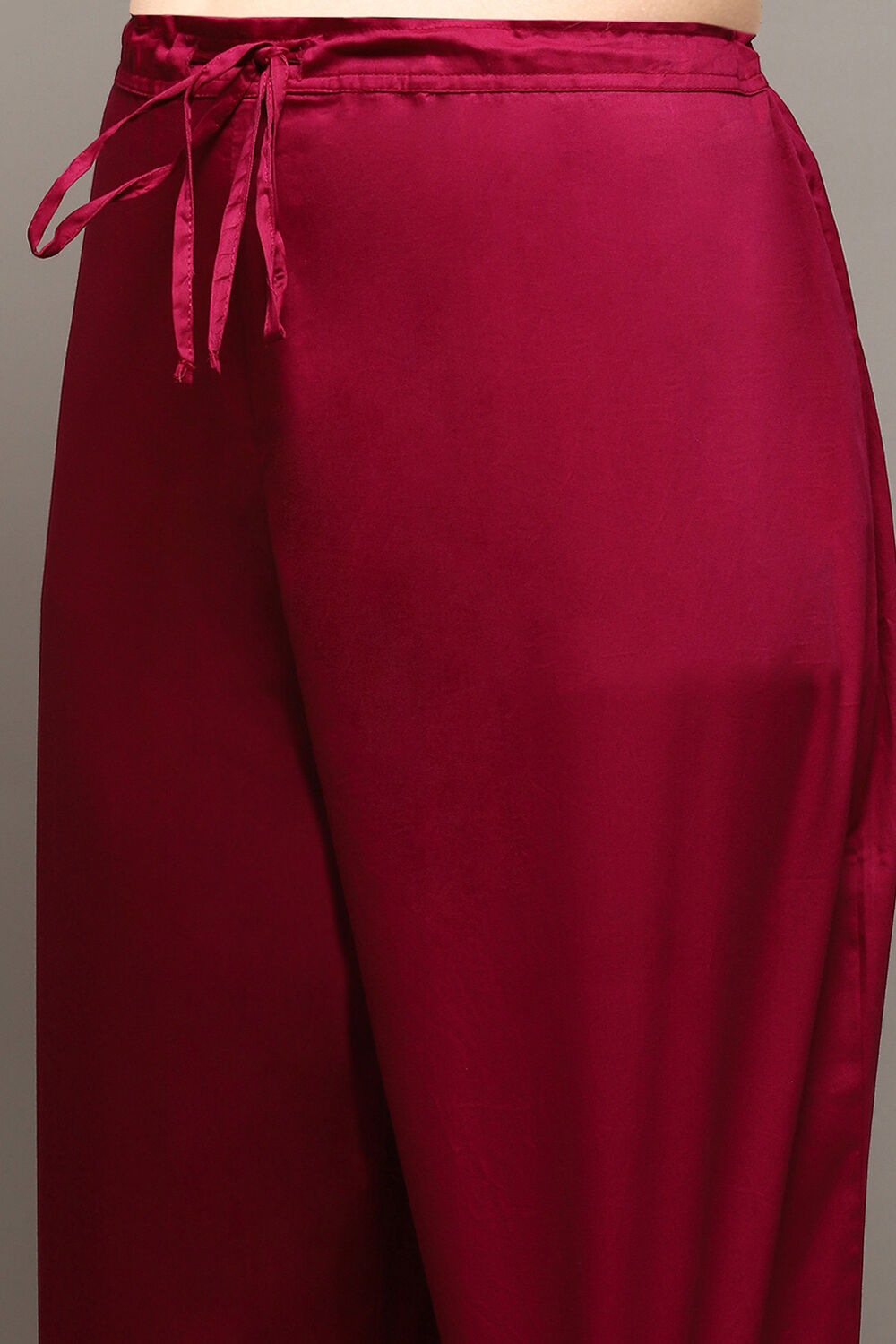 Pink Poly Chanderi A-Line Printed Kurta Palazzo Suit Set image number 2