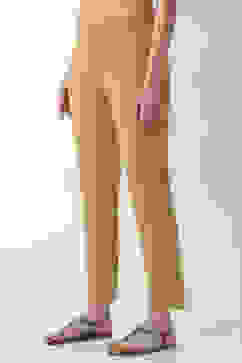 Gold Cotton Lycra Straight Pants image number 2