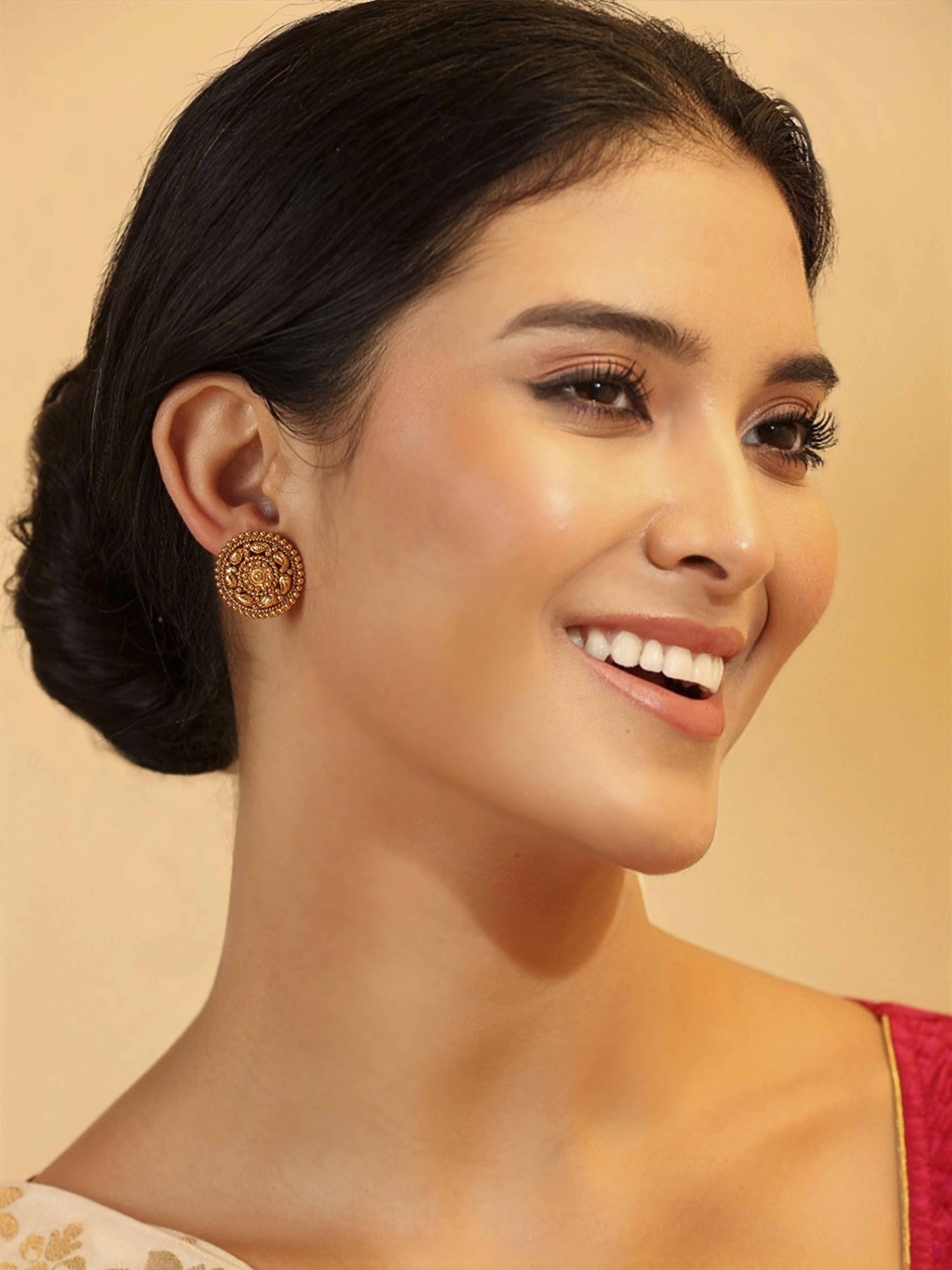 Gold Plated Brass Stud Earrings image number 3