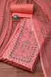Peach Cotton Screen Print Unstitched Suit Set image number 9