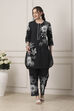 Blue Cotton Floral Printed Straight Suit Set image number 6